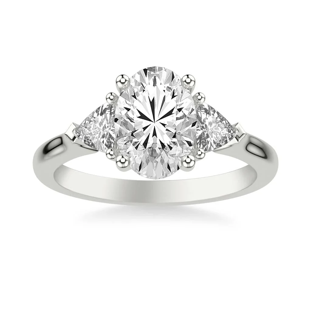 Platinum 3 Stone Oval Diamond Engagement Ring Setting