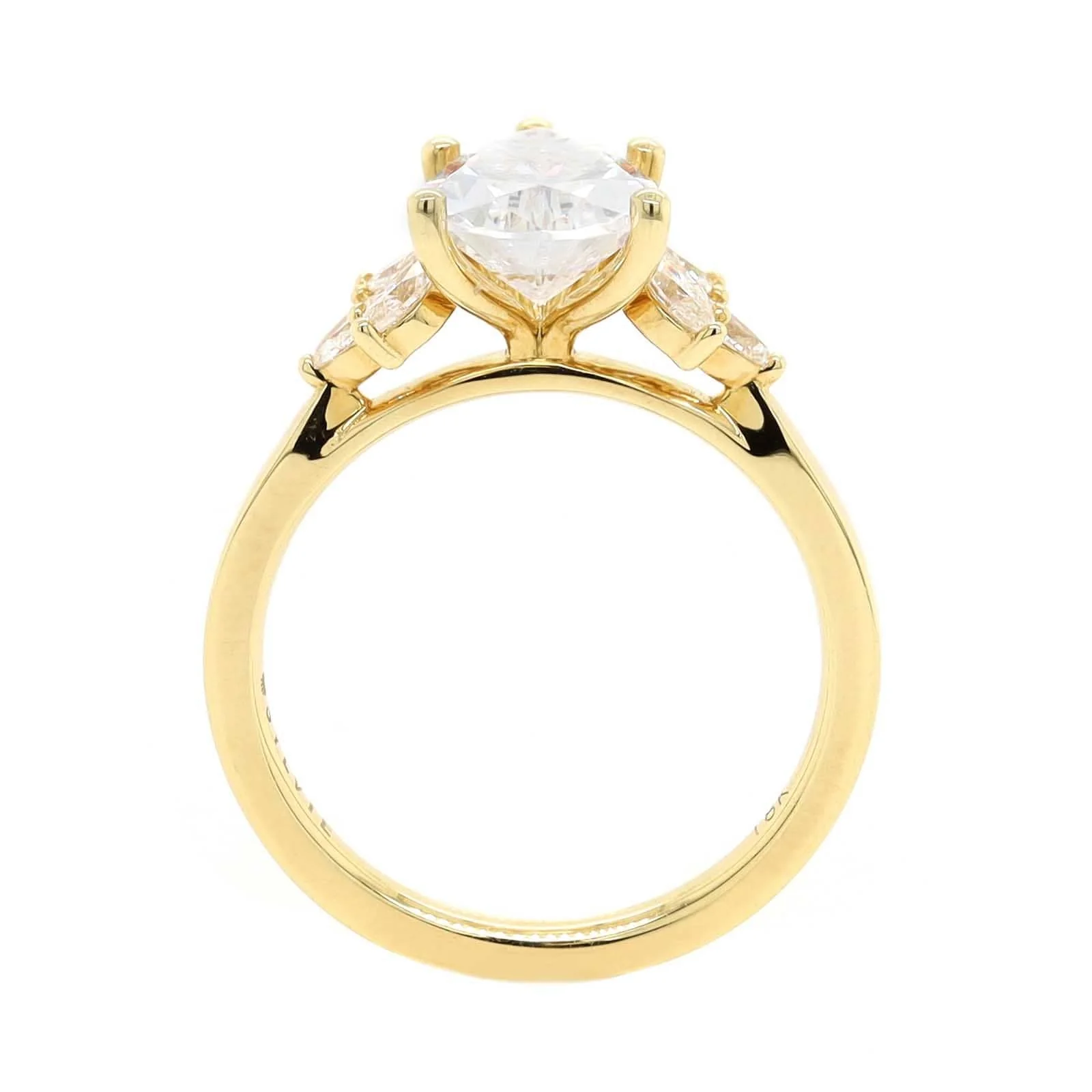 18K Yellow Gold Oval and Pear Shaped Diamond Engagement Ring Setting - Image 3