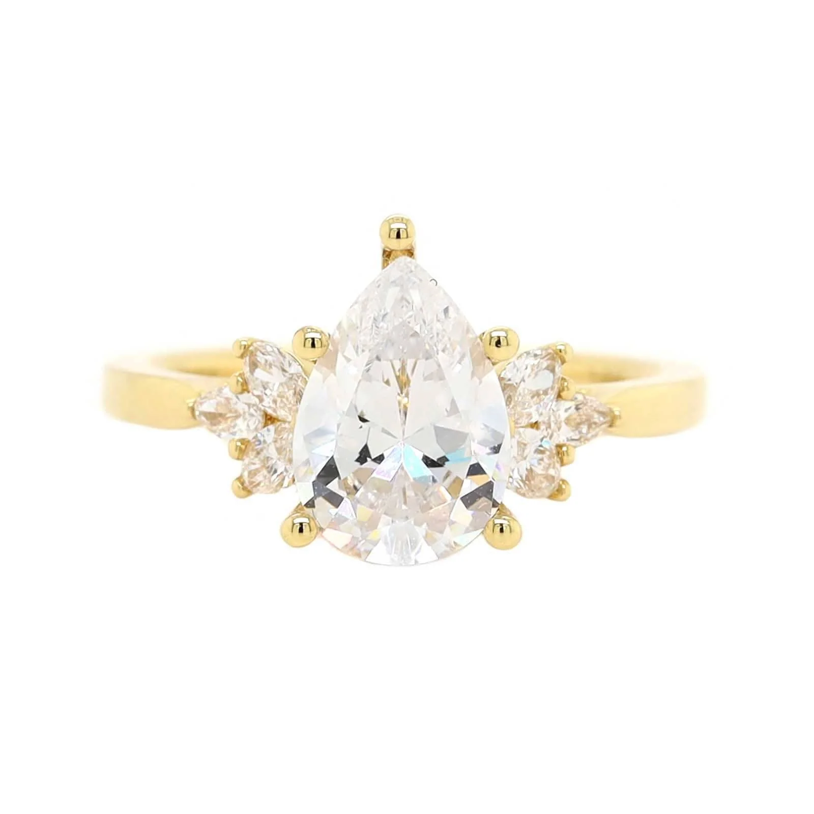18K Yellow Gold Oval and Pear Shaped Diamond Engagement Ring Setting - Image 5