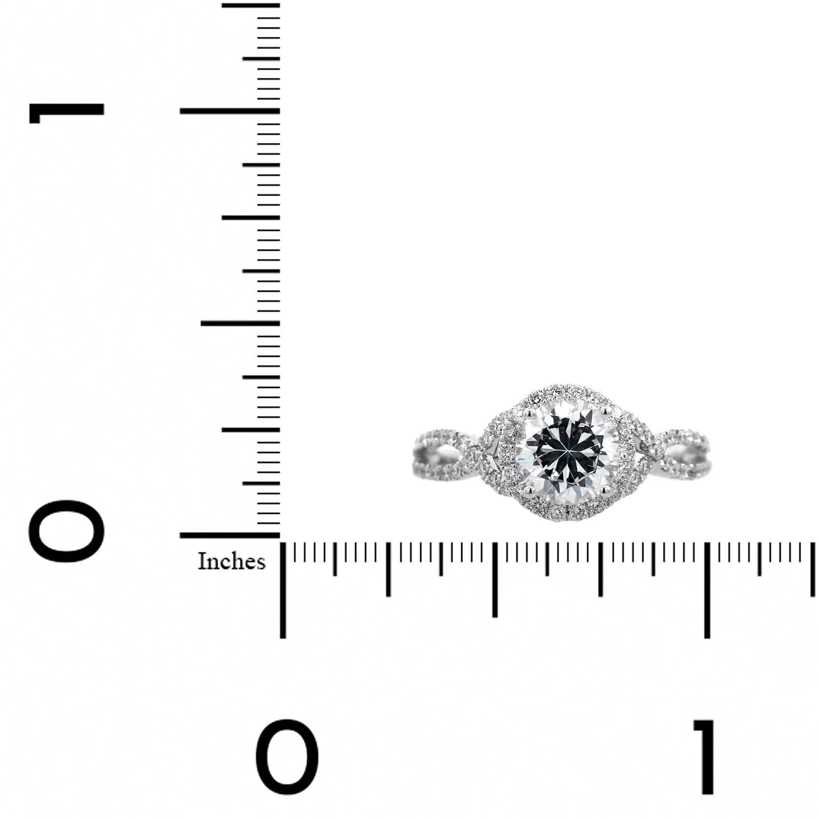 18K White Gold Twisted Diamond Halo Engagement Ring Setting - Image 4