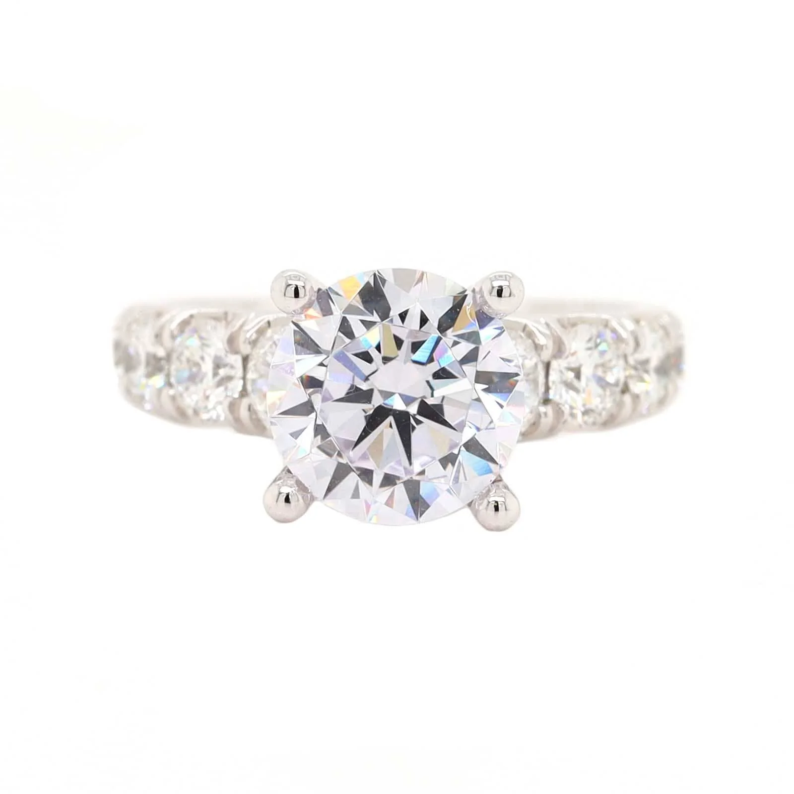Platinum Graduated Round Diamond Engagement Ring Setting