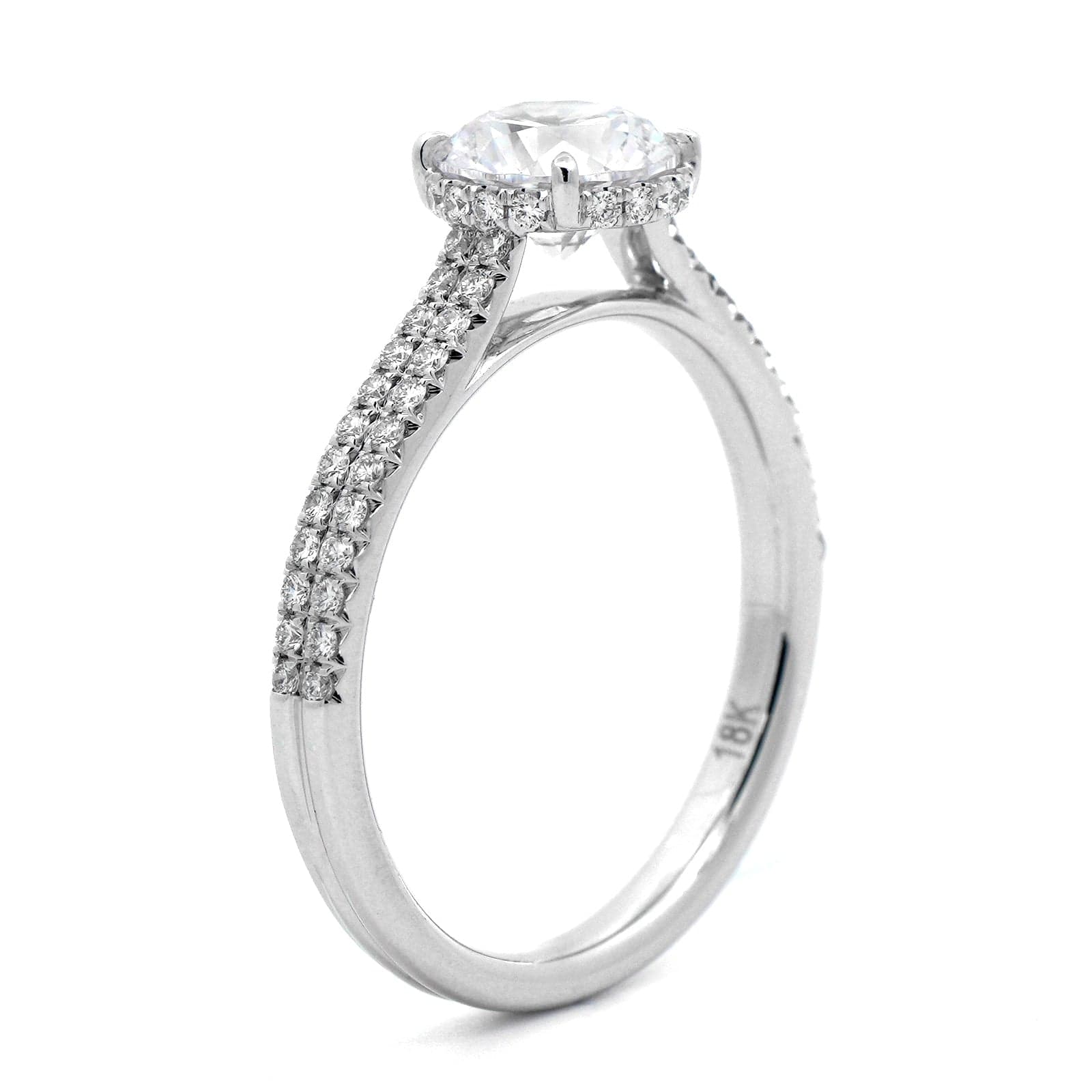 18K White Gold Hidden Diamond Engagement Ring Setting - Image 2