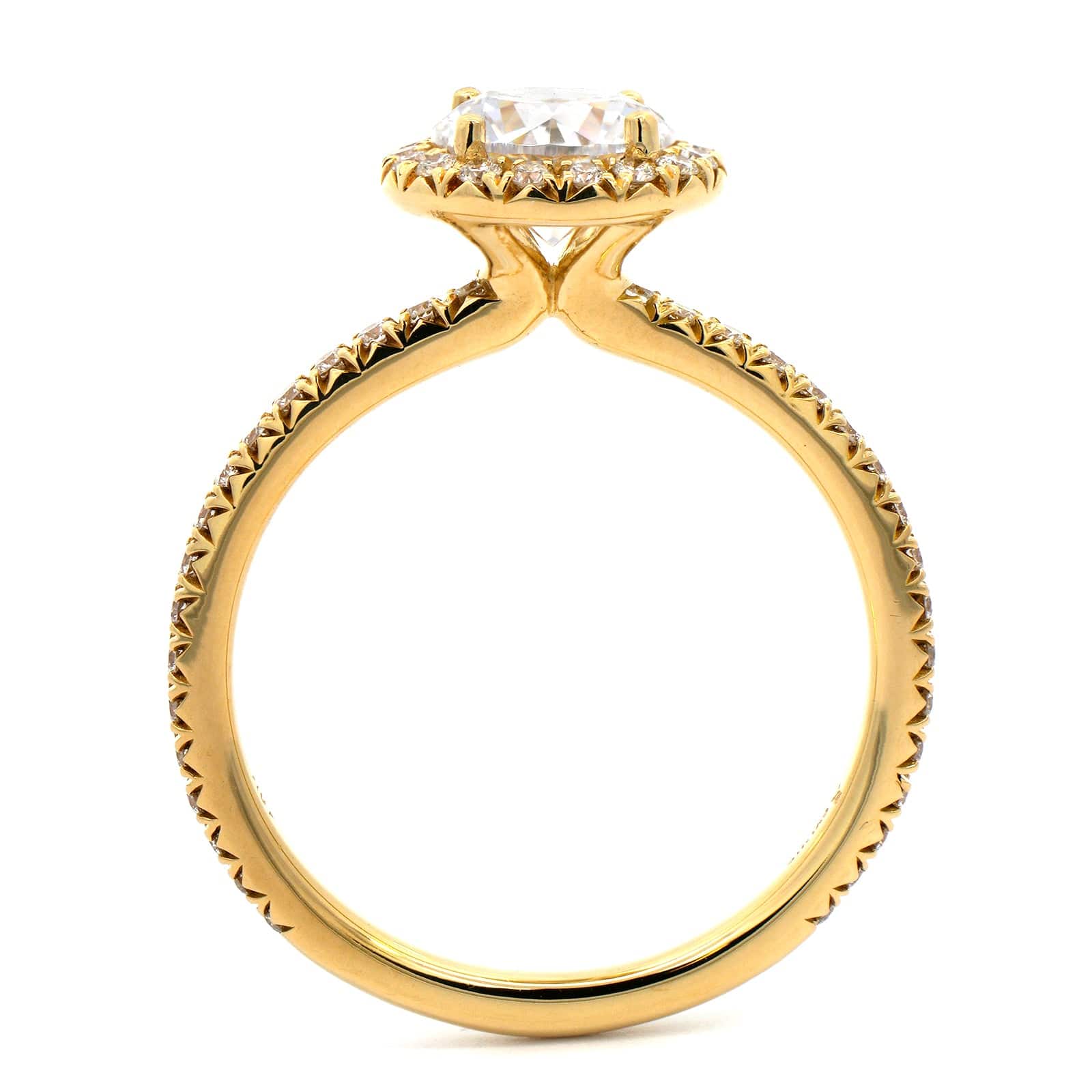 18K Yellow Gold Prong Set Diamond Halo Engagement Ring Setting - Image 3