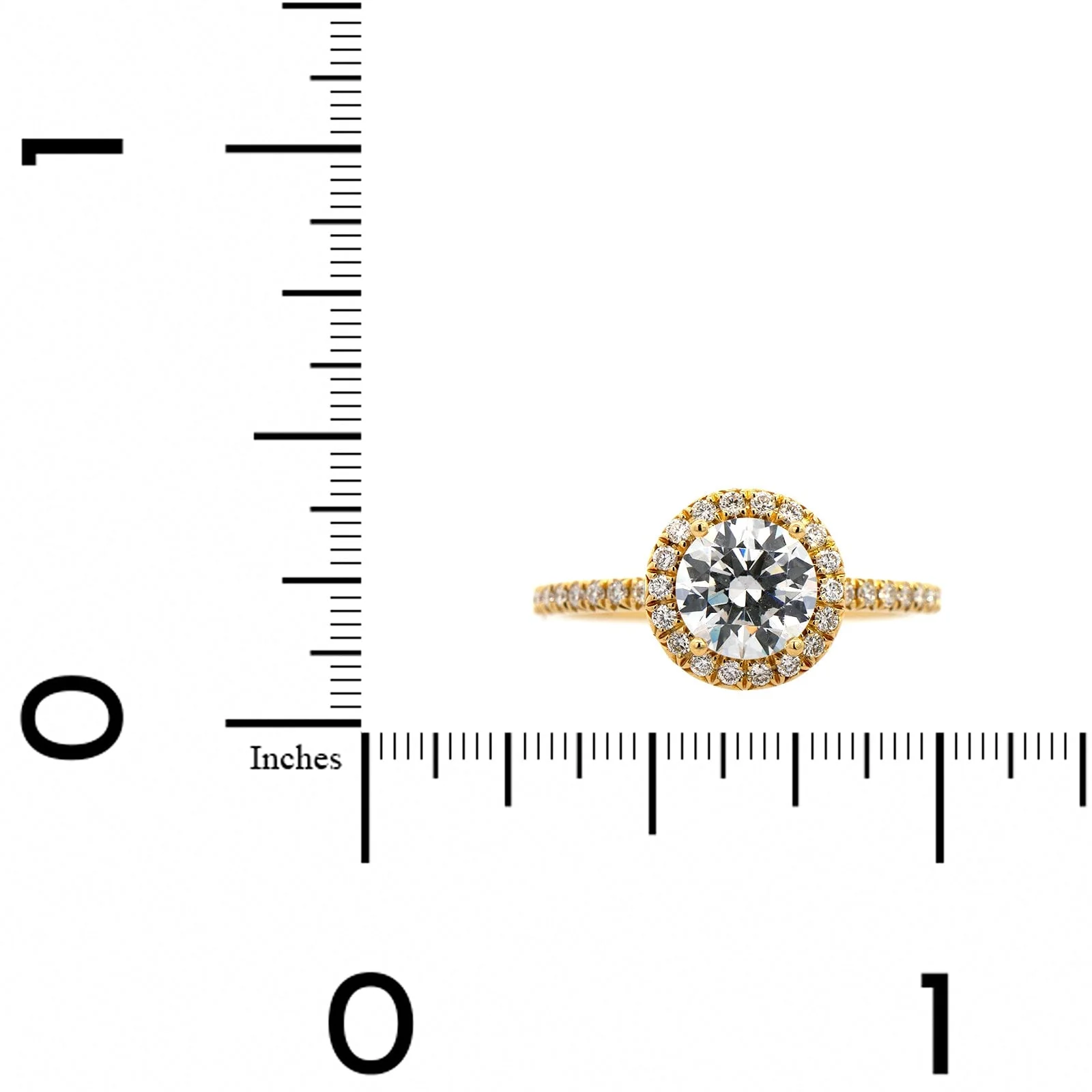 18K Yellow Gold Prong Set Diamond Halo Engagement Ring Setting - Image 4