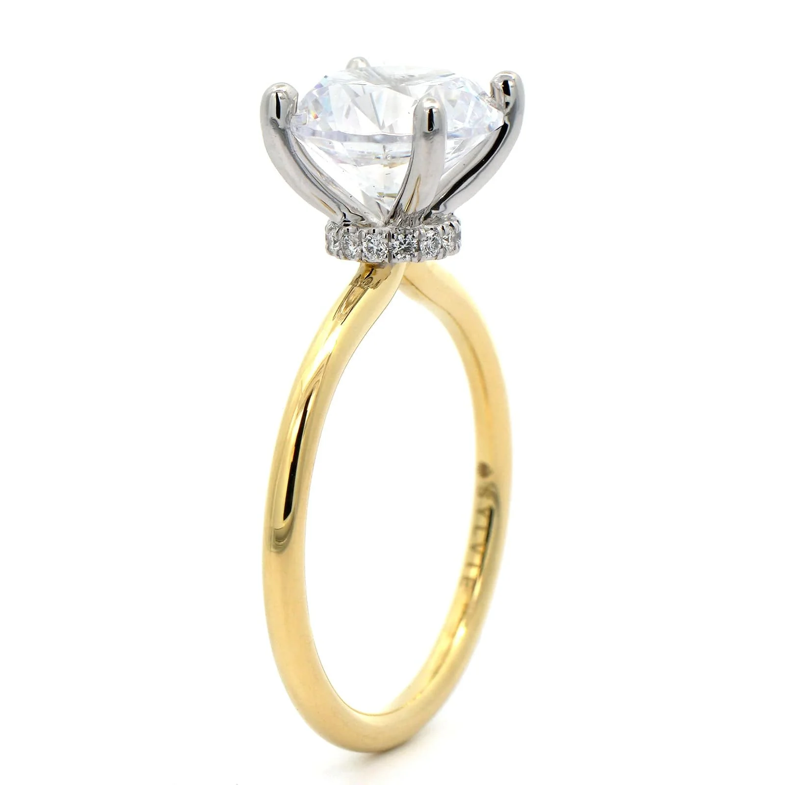 18K Yellow Gold and Platinum 4 Prong Diamond Engagement Ring Setting - Image 2