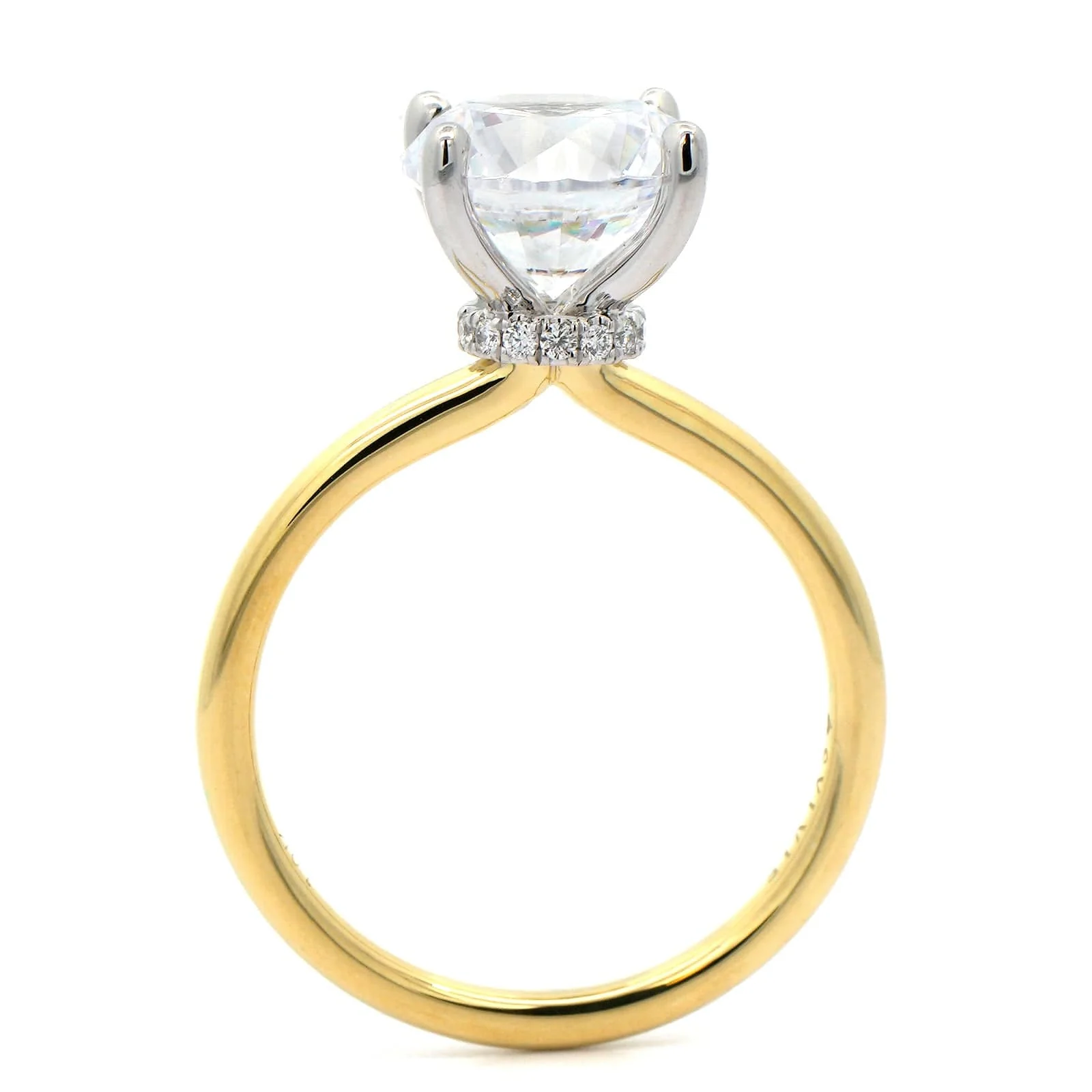 18K Yellow Gold and Platinum 4 Prong Diamond Engagement Ring Setting - Image 3