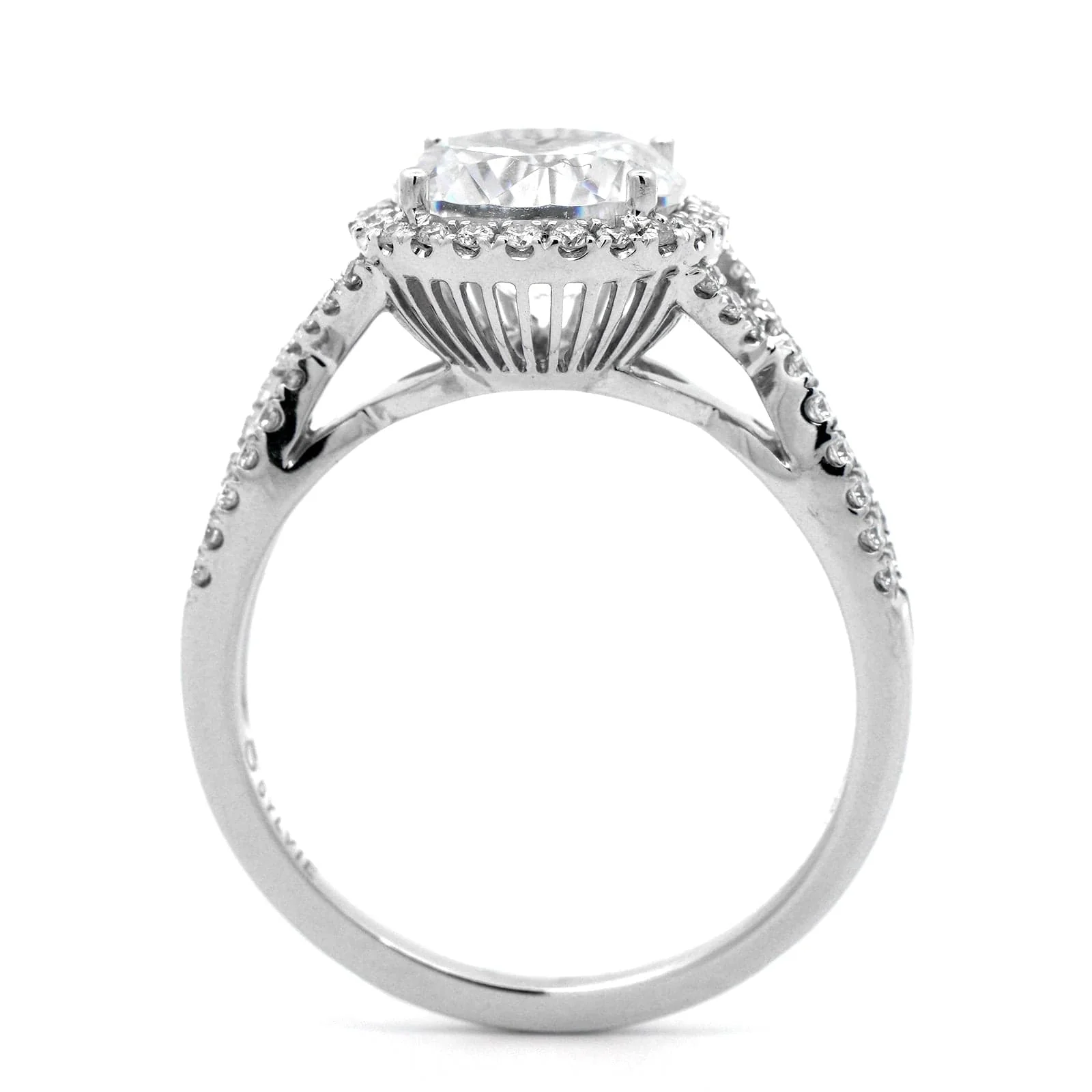 18K White Gold Twisted Diamond Halo Engagement Ring Setting - Image 3