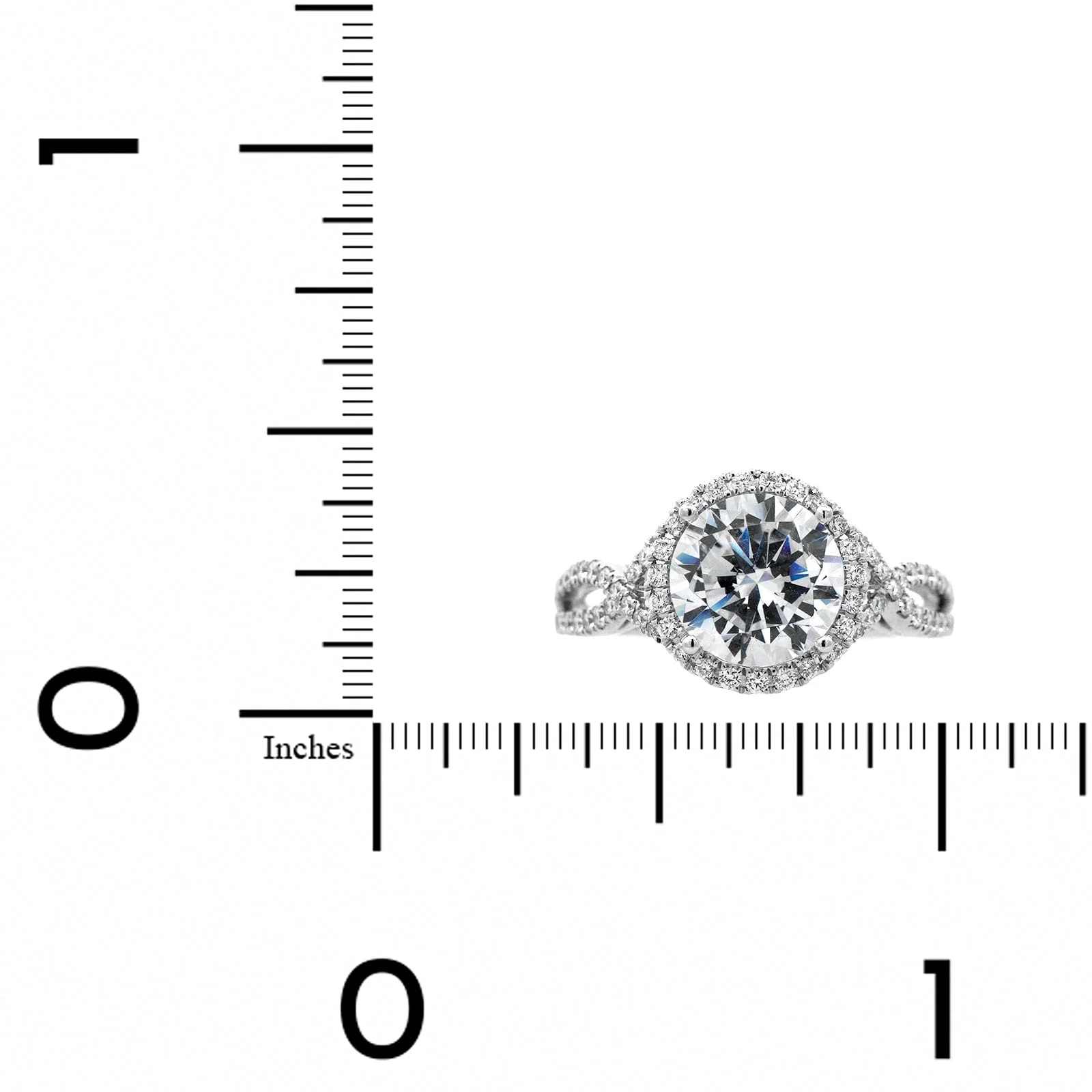 18K White Gold Twisted Diamond Halo Engagement Ring Setting - Image 4