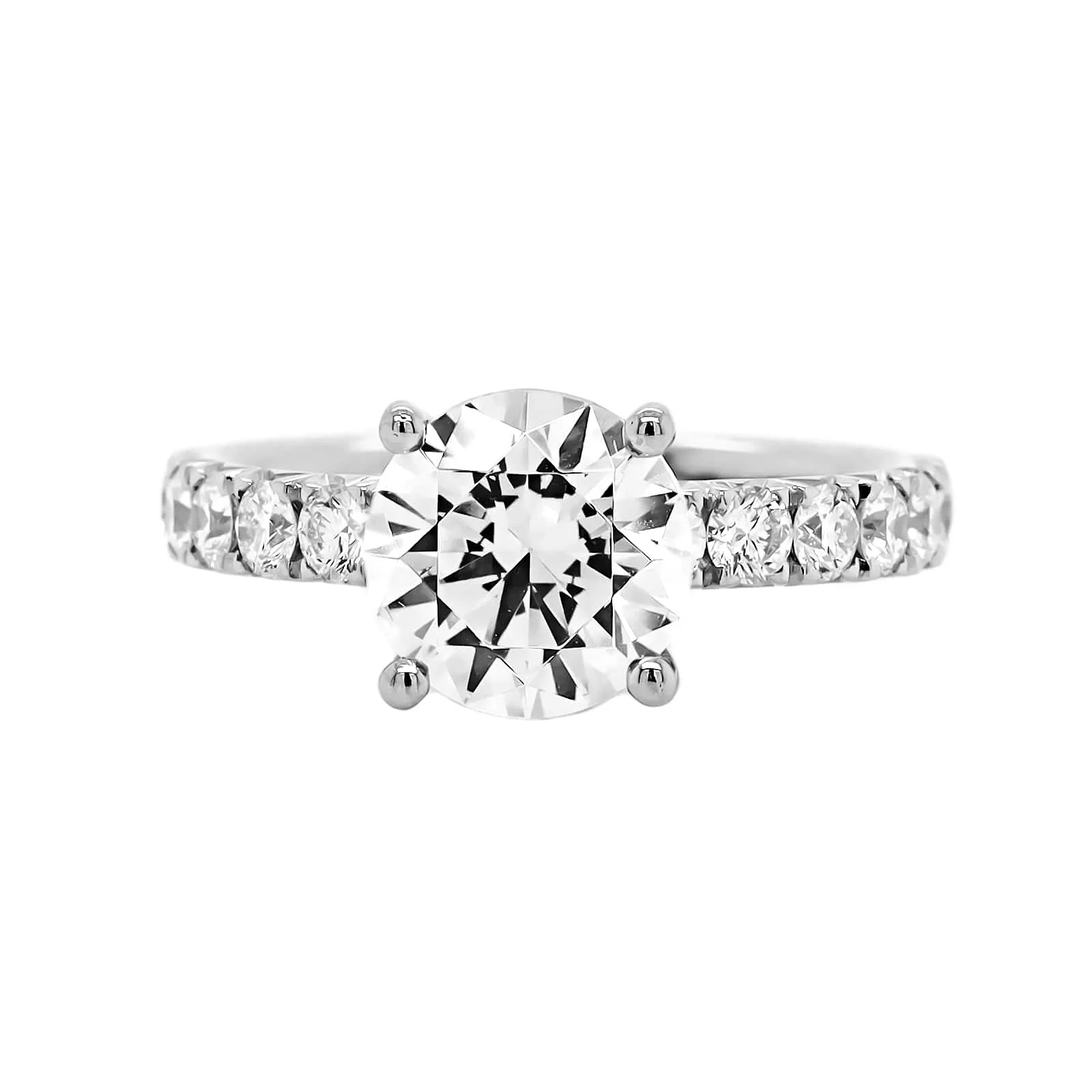 Platinum Round Diamond Fishtail Shank Engagement Ring Setting