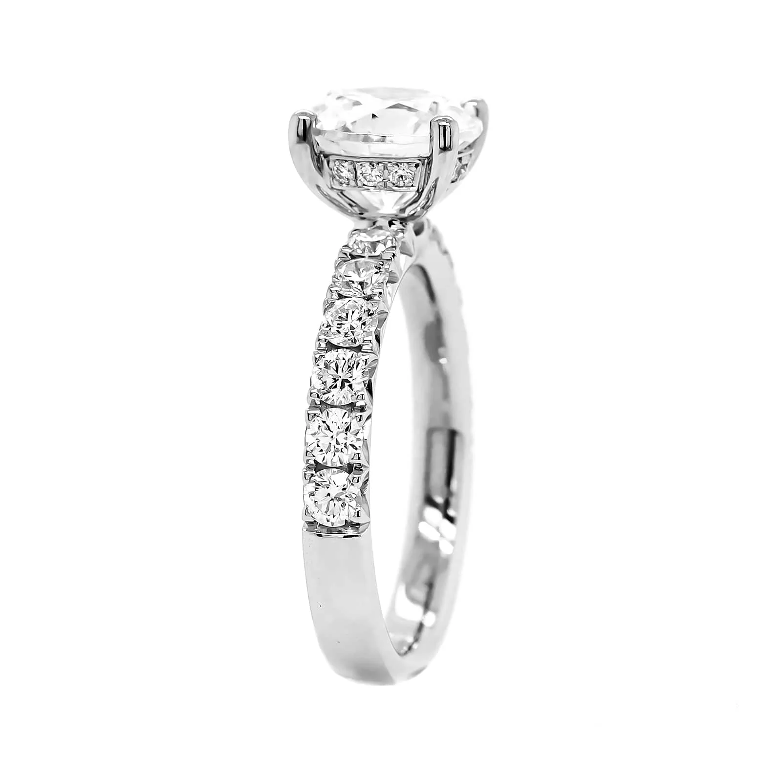 Platinum Round Diamond Fishtail Shank Engagement Ring Setting - Image 2