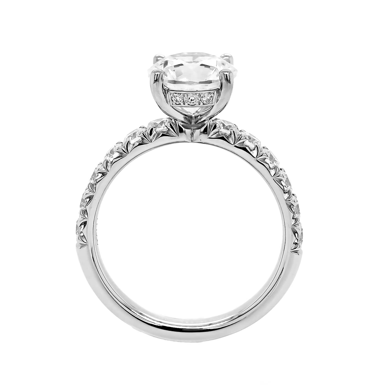 Platinum Round Diamond Fishtail Shank Engagement Ring Setting - Image 3