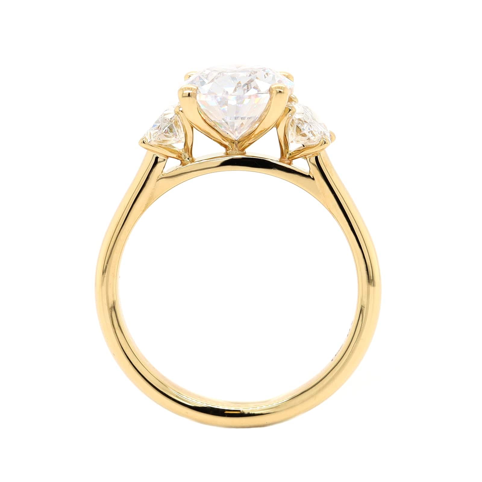 18K Yellow Gold 3 Stone Oval Diamond Engagement Ring Setting - Image 3