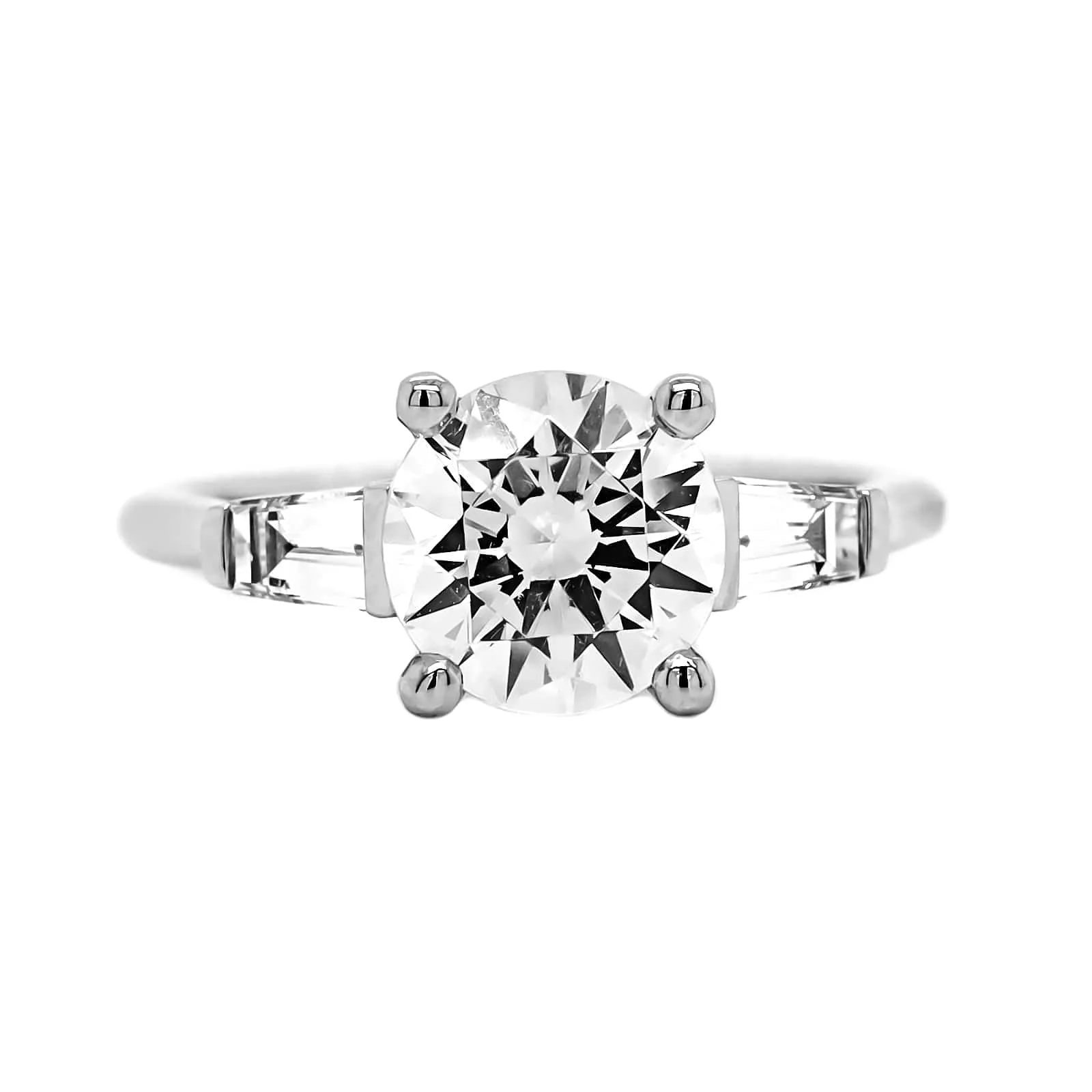 Platinum 3 Stone Round Diamond Engagement Ring Setting