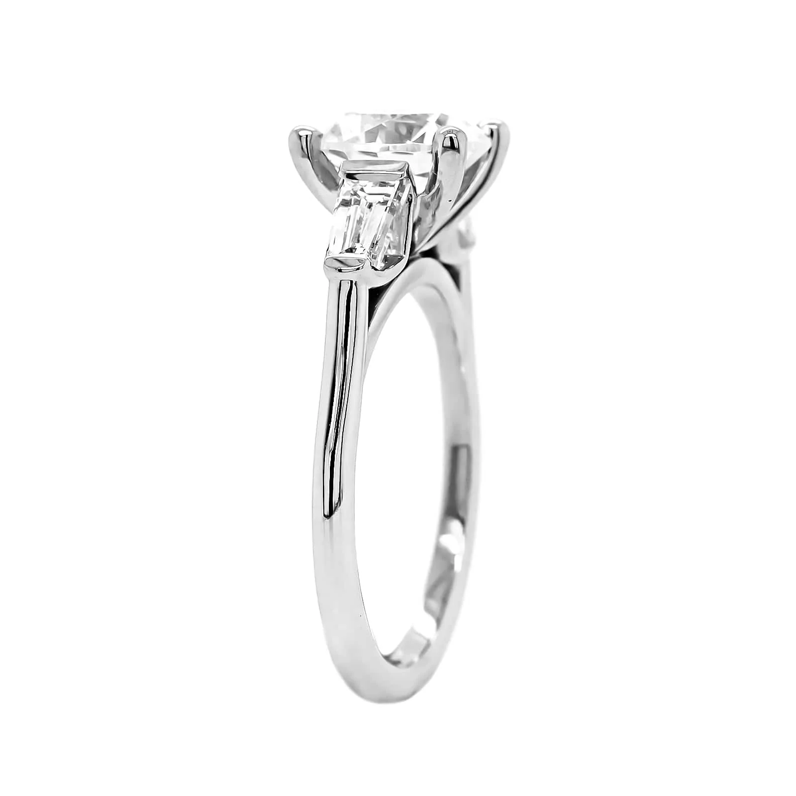 Platinum 3 Stone Round Diamond Engagement Ring Setting - Image 2