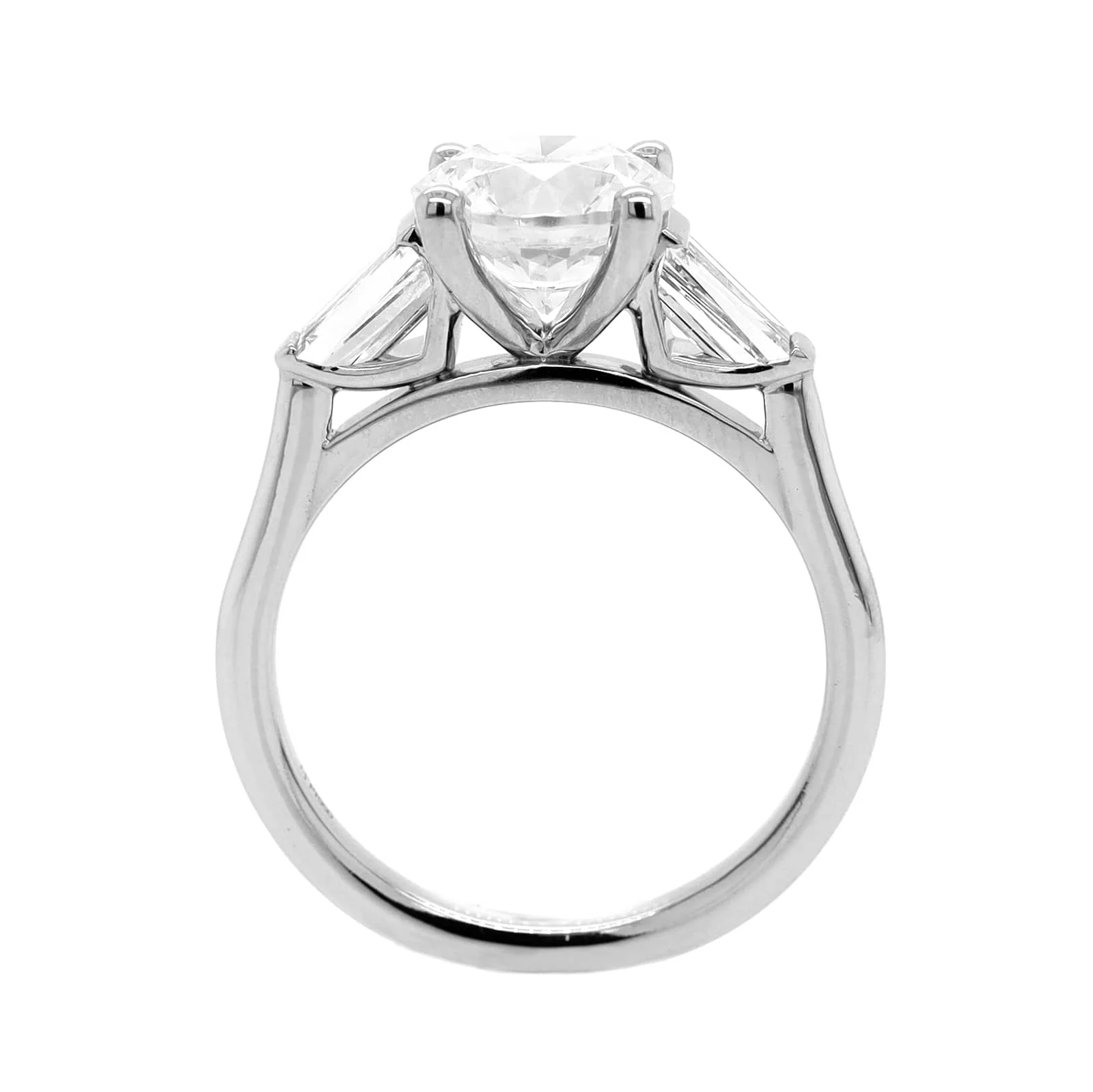 Platinum 3 Stone Round Diamond Engagement Ring Setting - Image 3