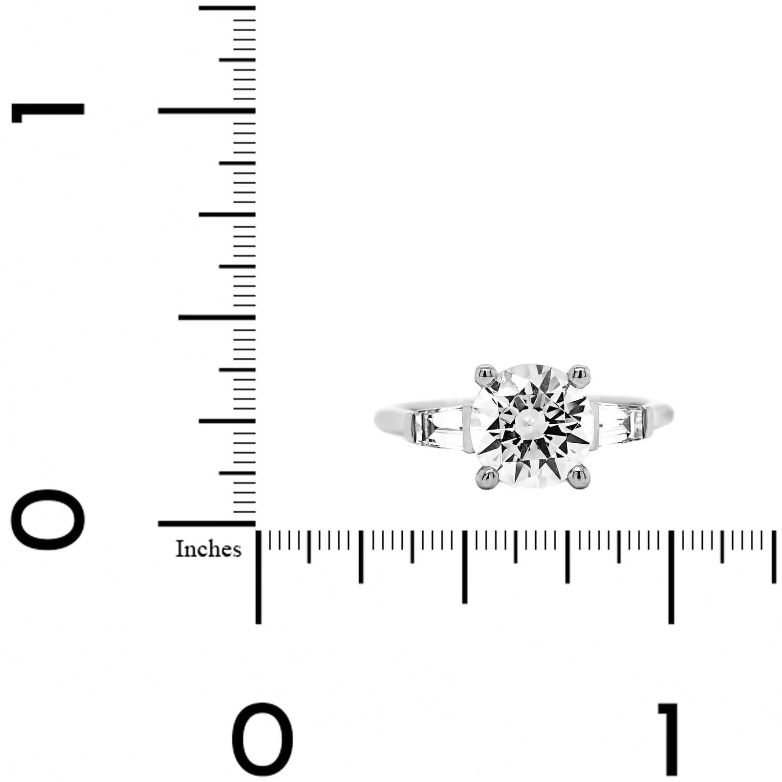 Platinum 3 Stone Round Diamond Engagement Ring Setting - Image 4