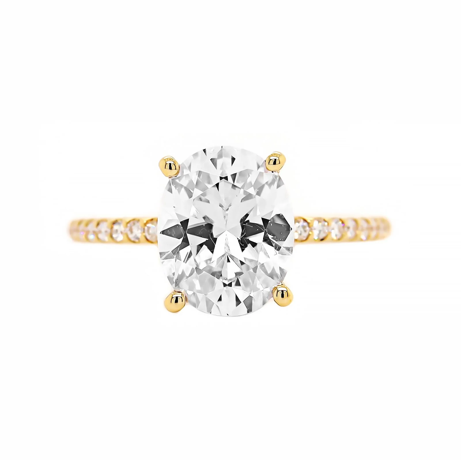 18K Yellow Gold 4 Prong Oval Diamond Engagement Ring Setting