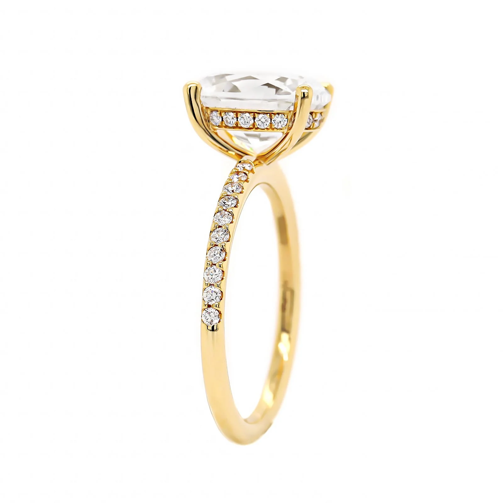 18K Yellow Gold 4 Prong Oval Diamond Engagement Ring Setting - Image 2