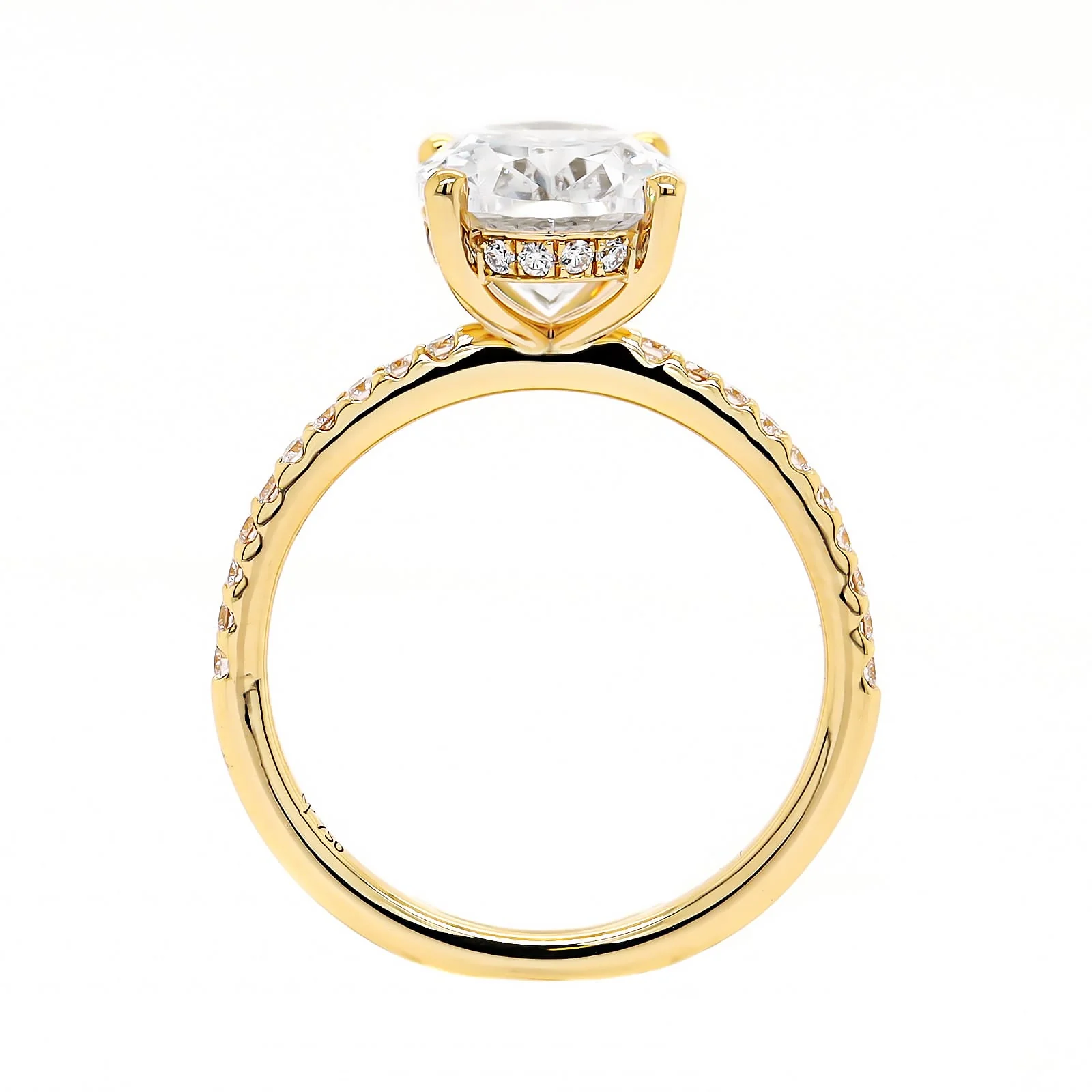 18K Yellow Gold 4 Prong Oval Diamond Engagement Ring Setting - Image 3