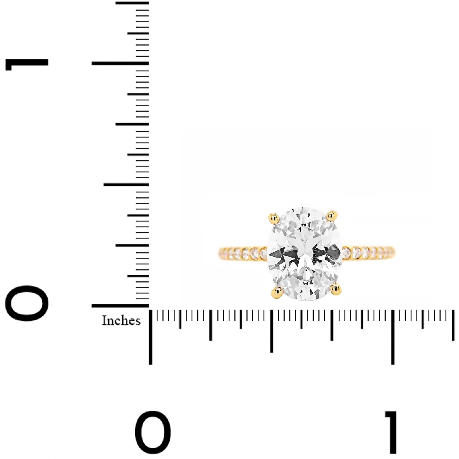 18K Yellow Gold 4 Prong Oval Diamond Engagement Ring Setting - Image 4