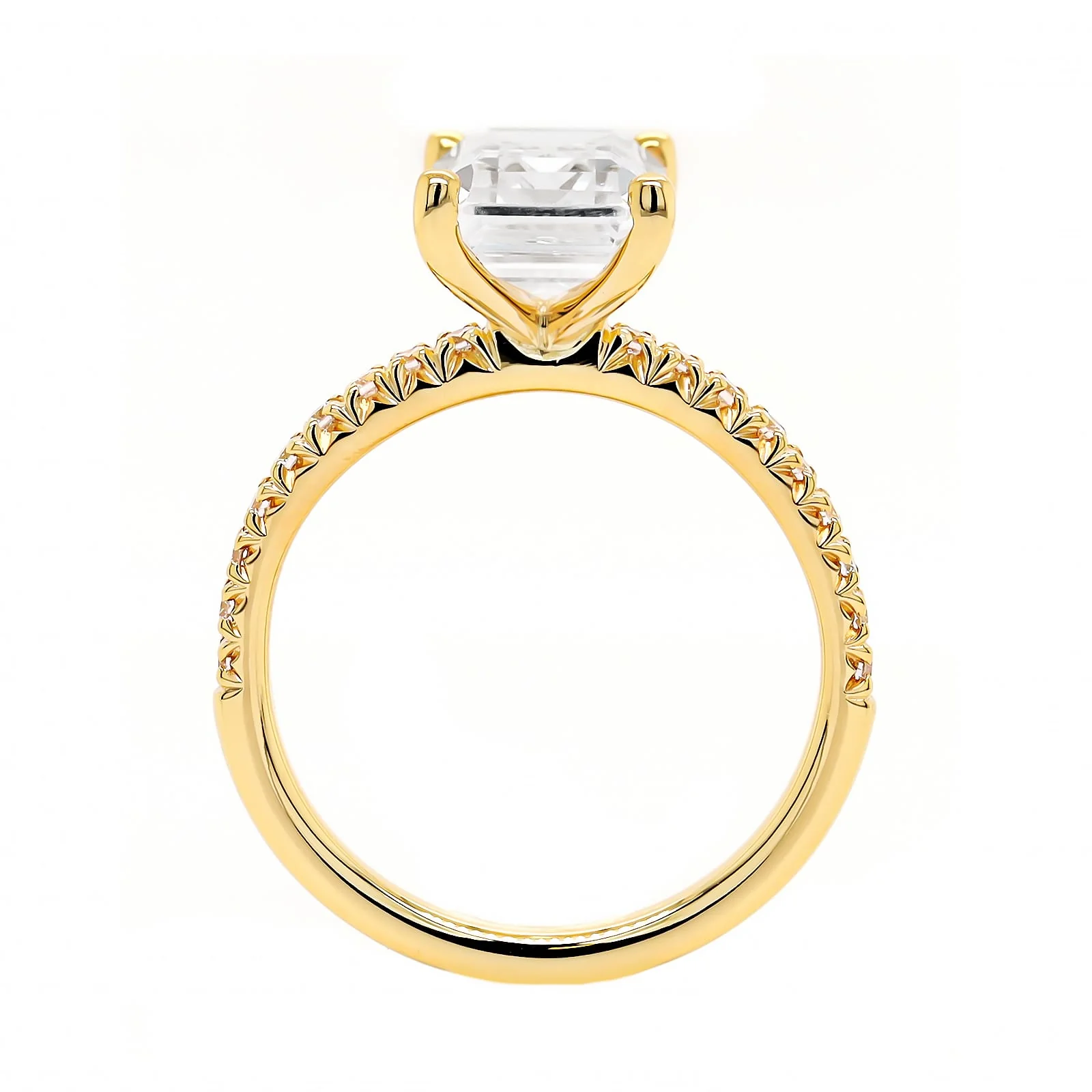 18K Yellow Gold Emerald Cut Diamond Engagement Ring Setting - Image 3