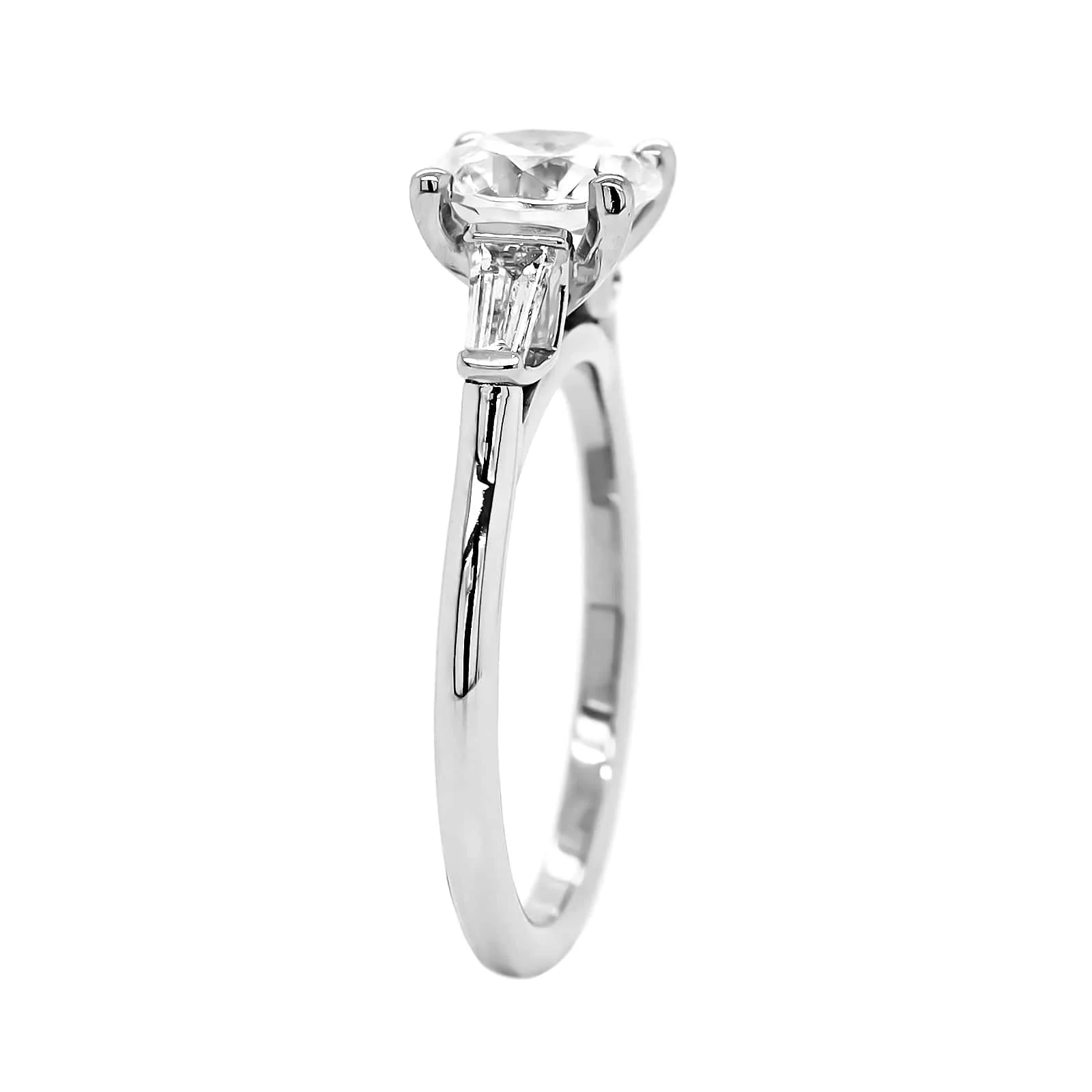Platinum 3 Stone Round Diamond Engagement Ring Setting - Image 2