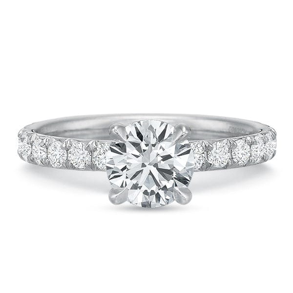 18K White Gold Round Center French Engagement Ring Setting