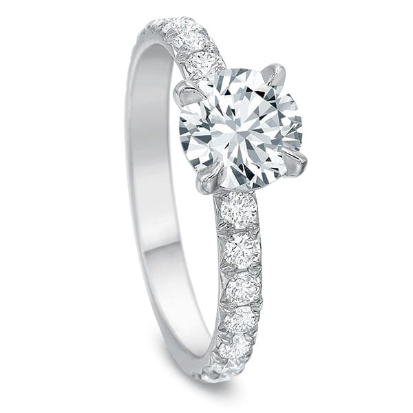 18K White Gold Round Center French Engagement Ring Setting - Image 2
