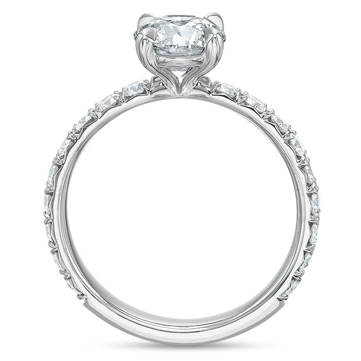 18K White Gold Round Center French Engagement Ring Setting - Image 3