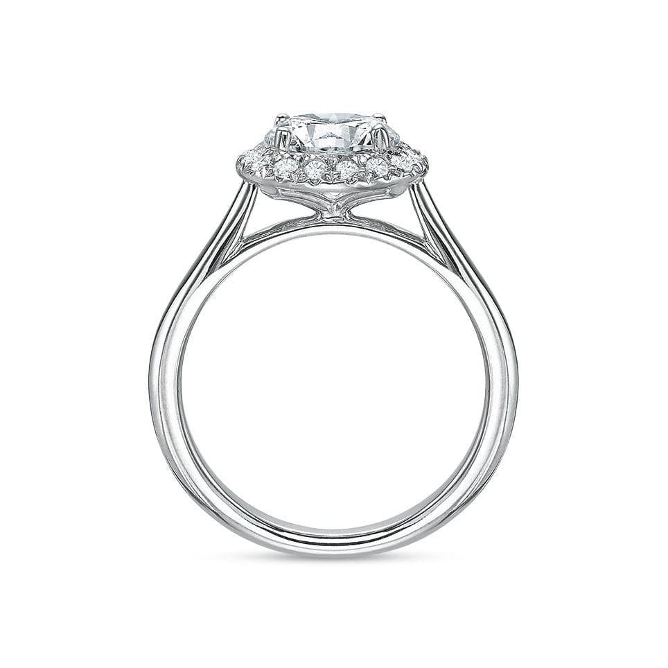 Platinum New Aire Solitaire Shank French Cut Halo Engagement Ring Setting - Image 2