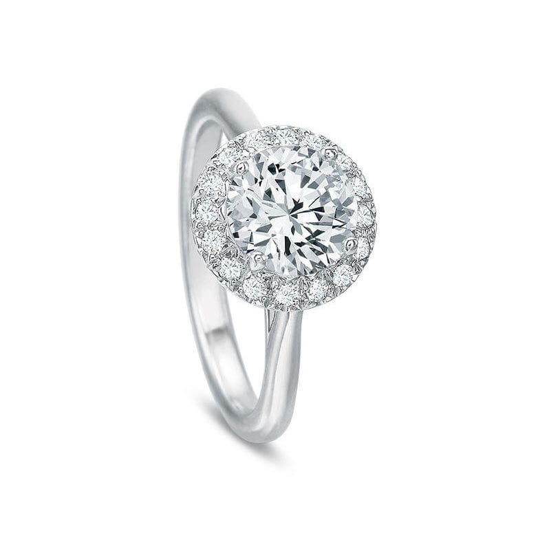Platinum New Aire Solitaire Shank French Cut Halo Engagement Ring Setting - Image 3