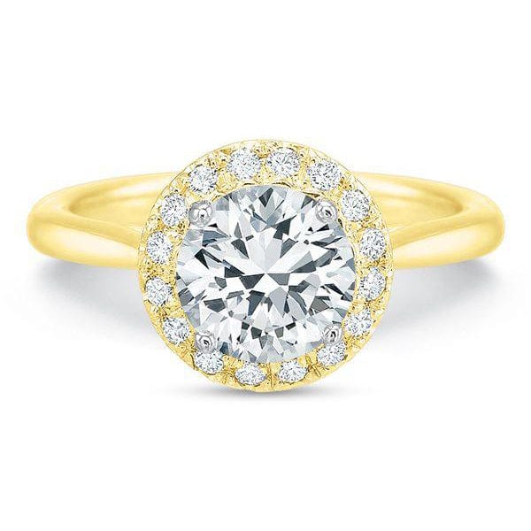 Platinum New Aire Solitaire Shank French Cut Halo Engagement Ring Setting - Image 4