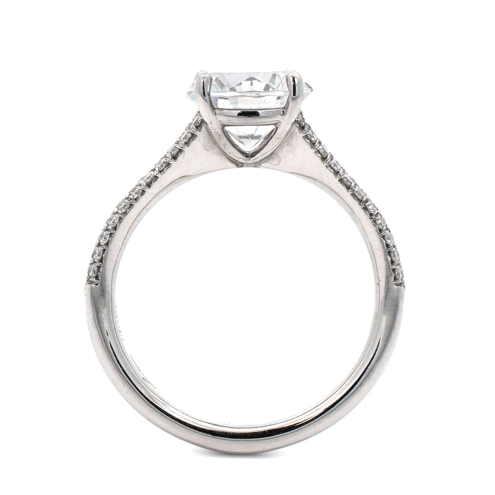 Platinum Classic Modern Tapered Pave Shank Engagement Ring Setting - Image 3