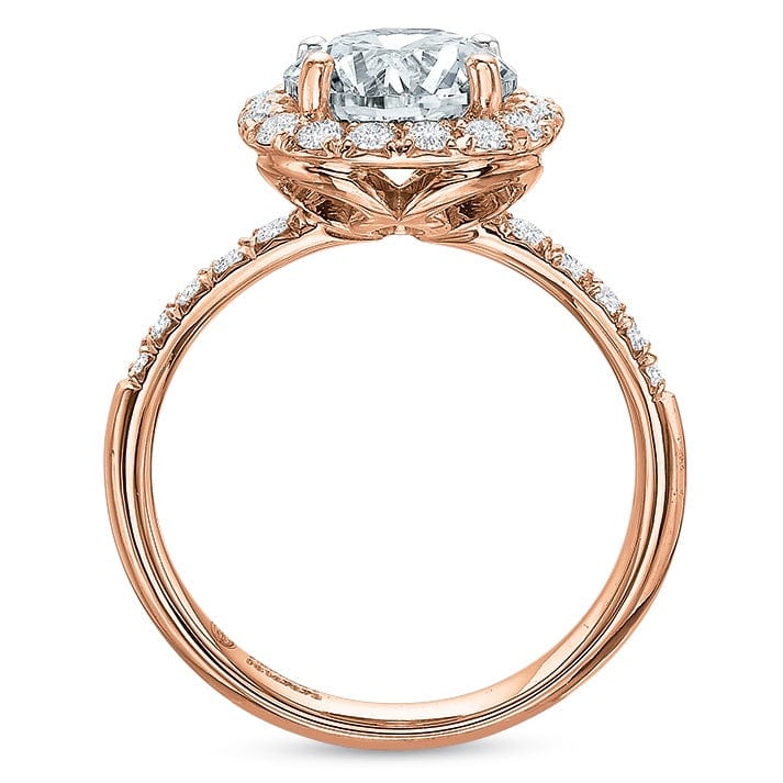 18K Rose Gold Round Stone Engagement Ring Setting - Image 3