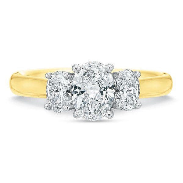 Platinum New Flush Fit 3 Stone Oval Engagement Ring Setting - Image 4