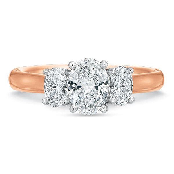 Platinum New Flush Fit 3 Stone Oval Engagement Ring Setting - Image 5
