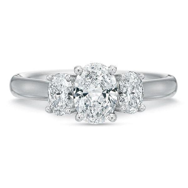 Platinum New Flush Fit 3 Stone Oval Engagement Ring Setting - Image 6