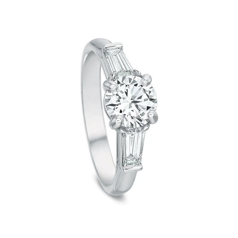 Platinum New Flush Fit 3 Stone Engagement Ring Setting - Image 3