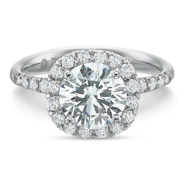 Platinum and 18K Rose Gold Cushion Halo Engagement Ring Setting - Image 4