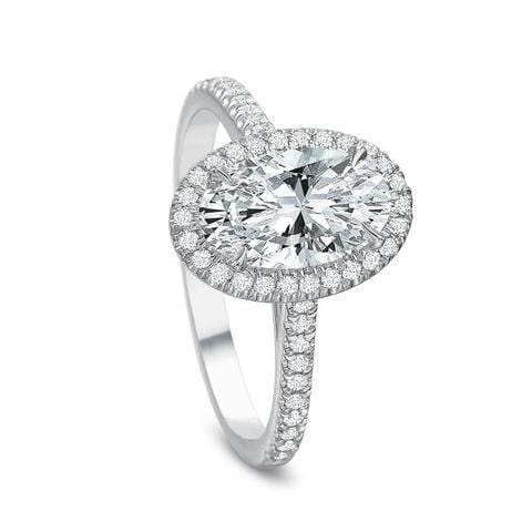 Platinum Oval Halo Engagement Ring Setting - Image 2