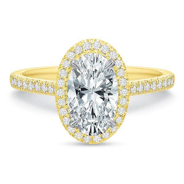 Platinum Oval Halo Engagement Ring Setting - Image 3