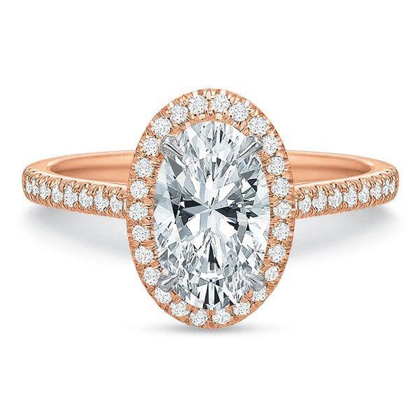 Platinum Oval Halo Engagement Ring Setting - Image 4