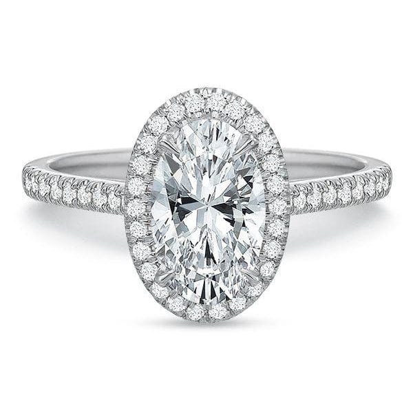 Platinum Oval Halo Engagement Ring Setting - Image 5
