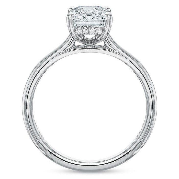Platinum Emerald Hidden Halo Diamond Engagement Ring Setting - Image 2