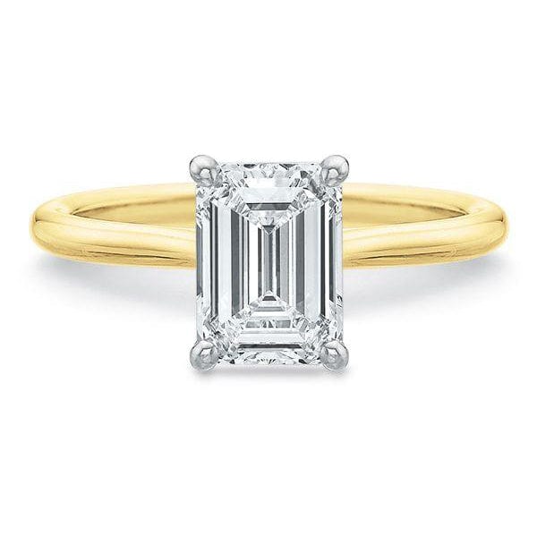 Platinum Emerald Hidden Halo Diamond Engagement Ring Setting - Image 4