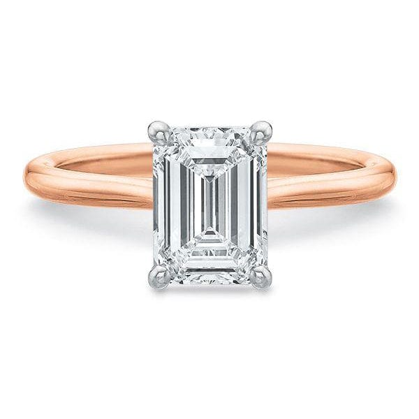 Platinum Emerald Hidden Halo Diamond Engagement Ring Setting - Image 5