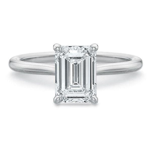 Platinum Emerald Hidden Halo Diamond Engagement Ring Setting - Image 6