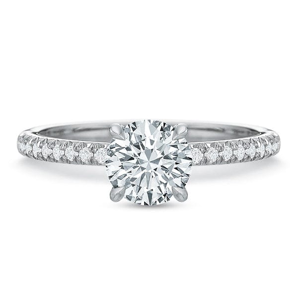 Platinum Round Center French Engagement Ring Setting