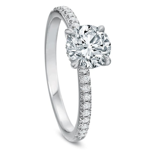 Platinum Round Center French Engagement Ring Setting - Image 2