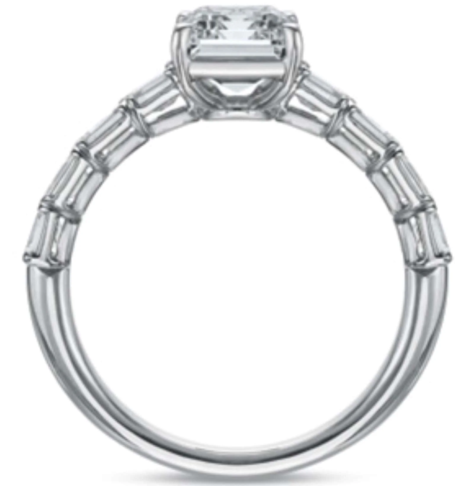 Platinum Grand Aire Emerald Cut Diamond Engagement Ring Setting - Image 3